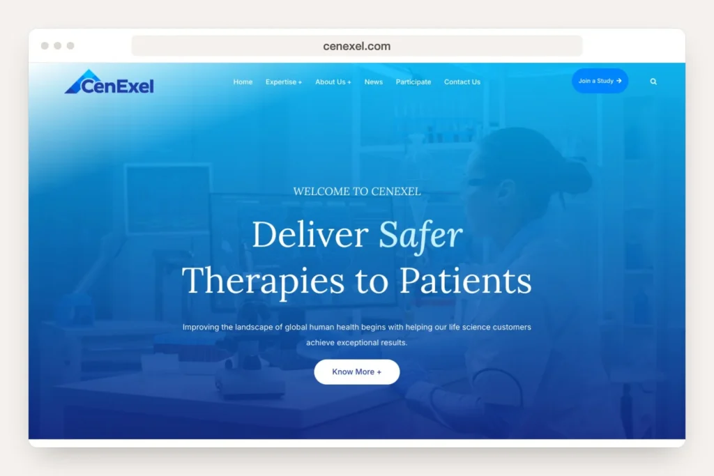Browser window showing the cenexel.com home page